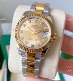 Swiss Knockoff Rolex Datejust 31mm 2824 Gold Diamonds Dial Oyster Watch